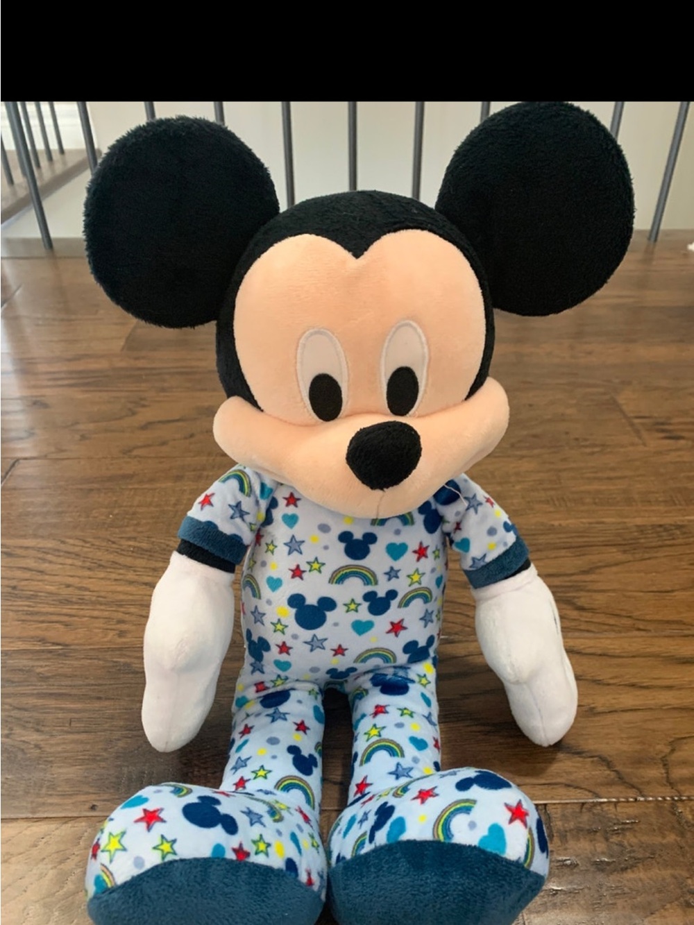 Disney Mickey Mouse Plush in Black, Peach, White and Blue Pajamas